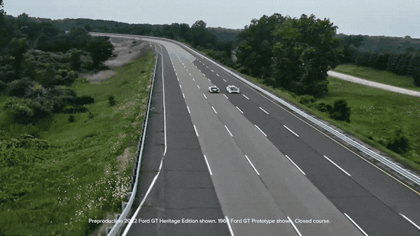 Preproduction 2022 Ford GT Heritage Edition GIF